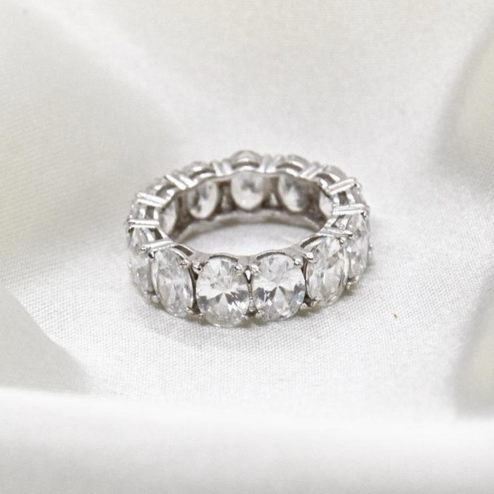 Sterling Silver White CZ Crystal Infinity Band
